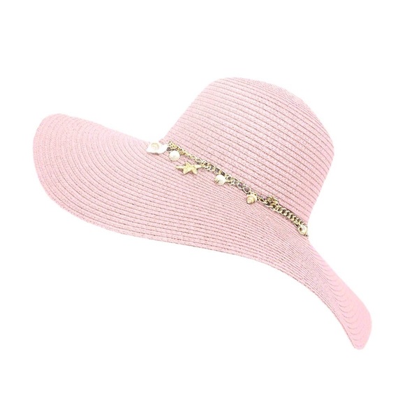 PINK SUN HAT PEARL STARFISH & SHELL BAND - Picture 2 of 2